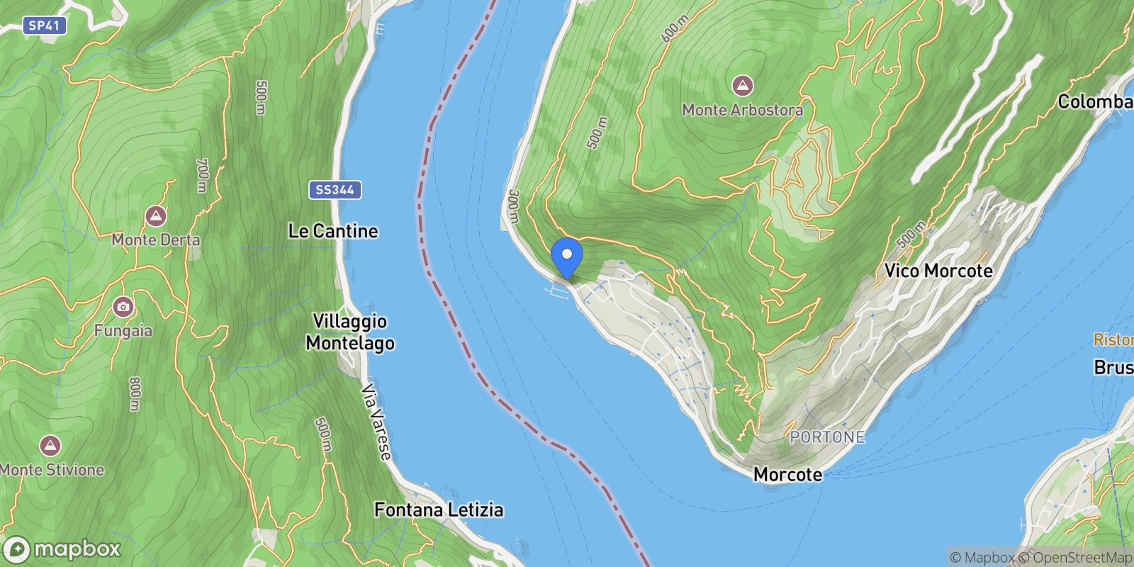 Map showing Riva da l'elvezia, Morcote, Ticino, Switzerland.