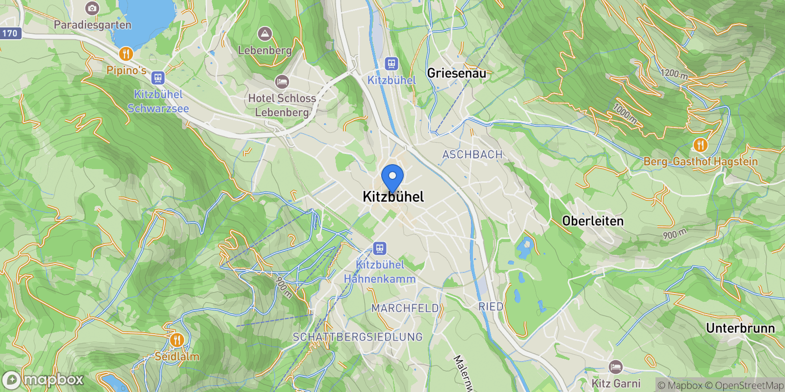 Map showing Kitzbuhel, Tyrol, Austria.