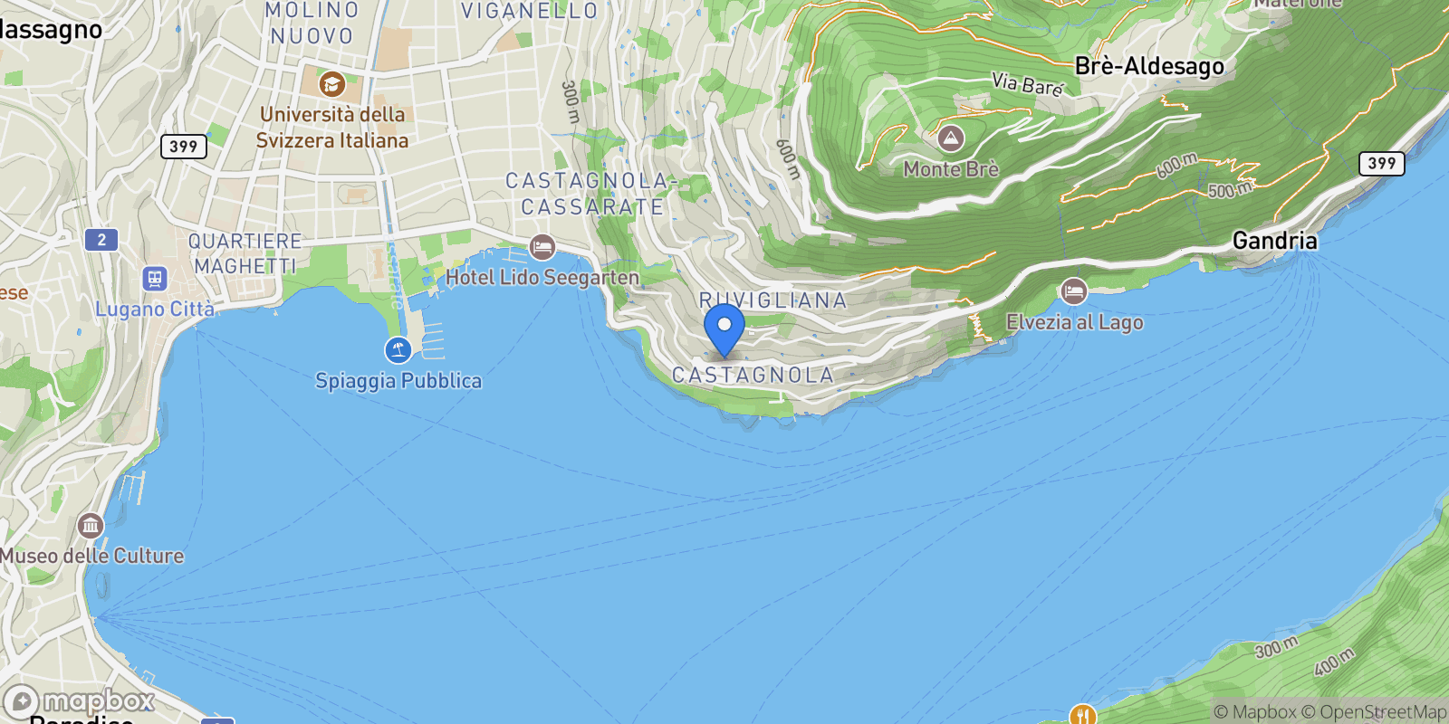 Map showing Salita degli Olivi, Lugano, Ticino, Switzerland.