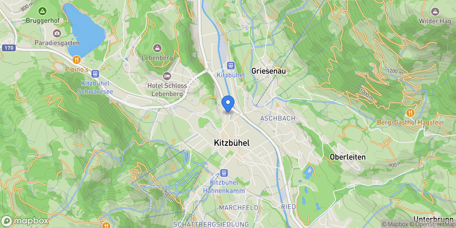 Map showing Wegscheidgasse, Kitzbuhel, Tyrol, Austria.