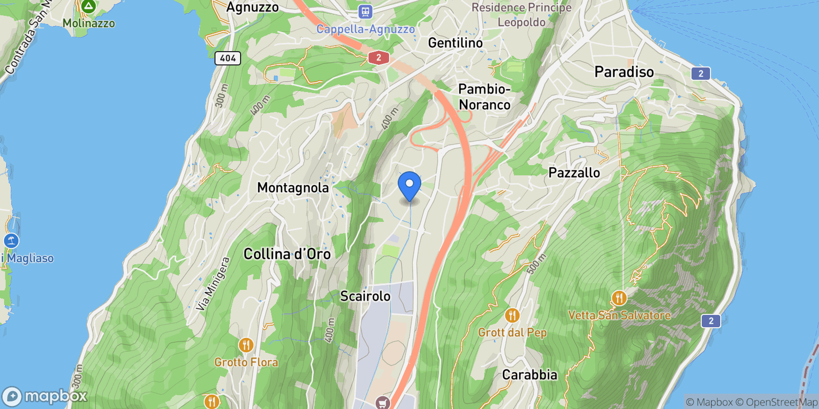 Map showing Via ai Pree, Lugano, Ticino, Switzerland.