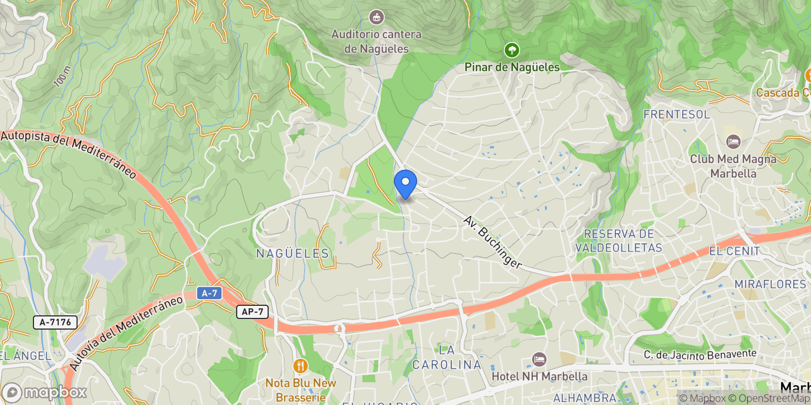 Map showing Calle Campanillas, Sierra Blanca, Marbella, Spain.
