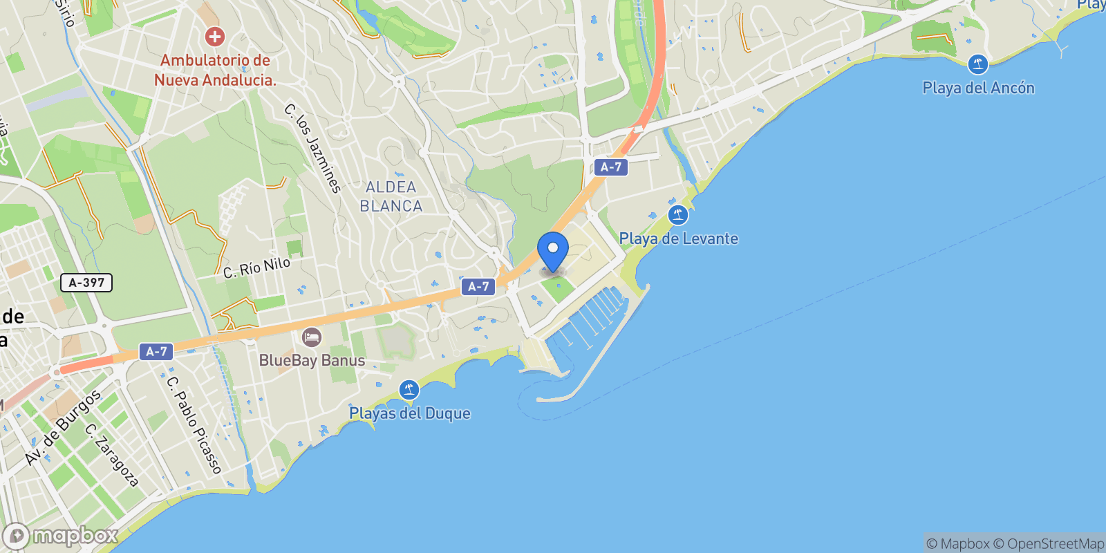 Map showing Puerto Banus, Puerto Banus, Marbella, Spain.