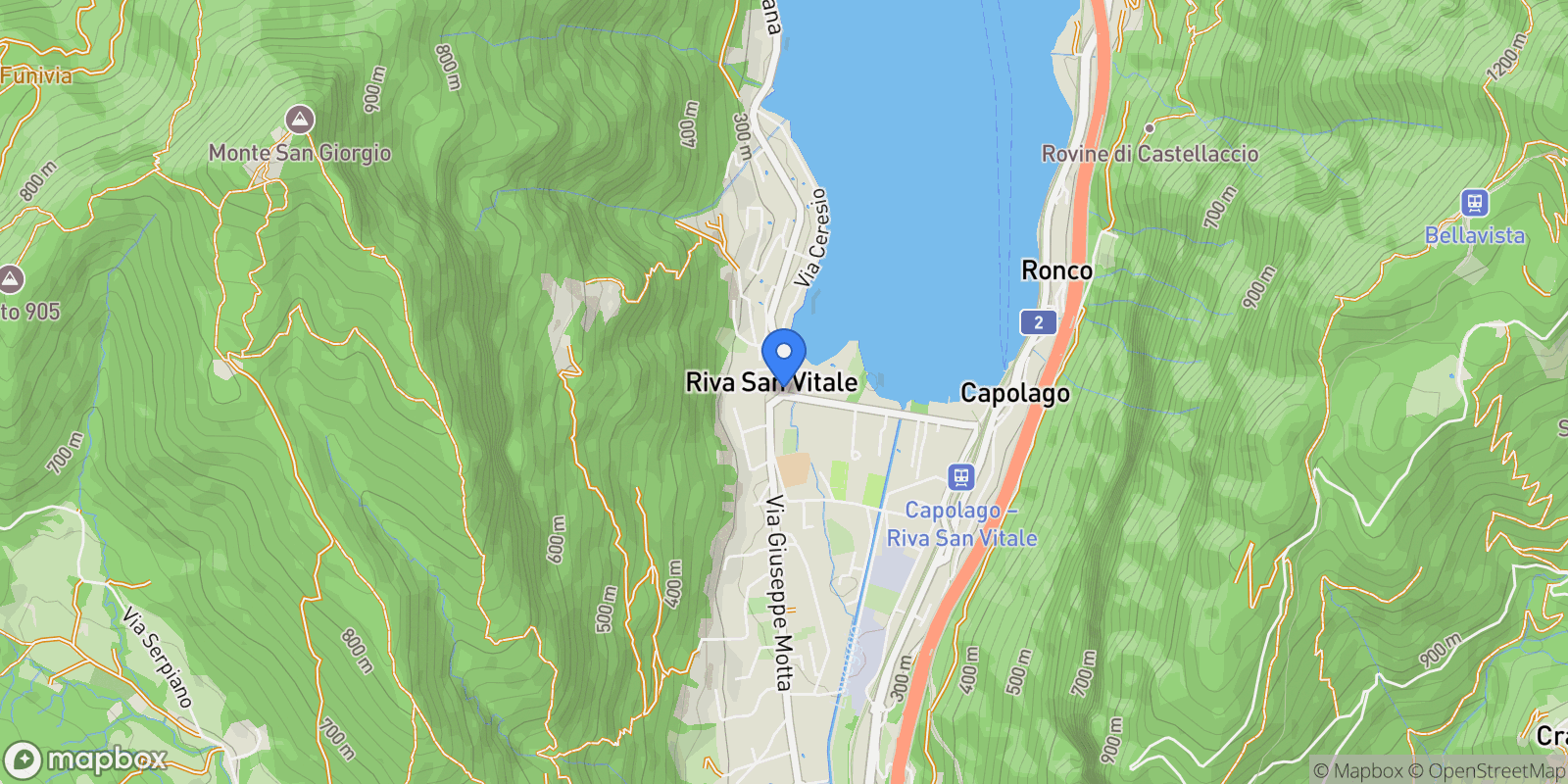 Map showing Piazza grande, Riva San Vitale, Ticino, Switzerland.