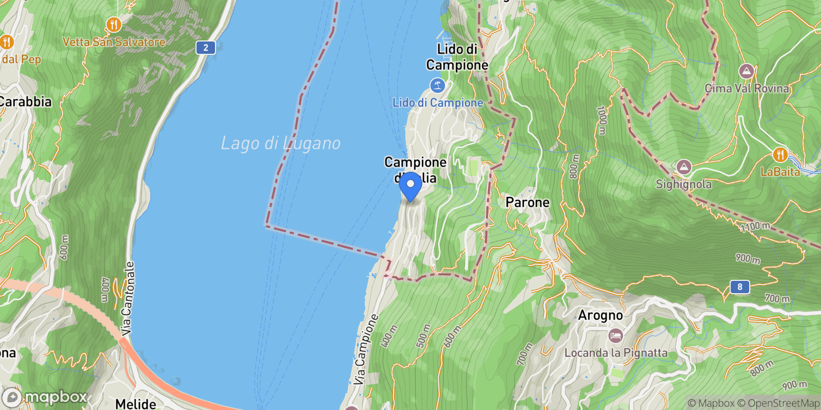 Map showing Corso Italia, Campione d'Italia, Lombardy, Italy.