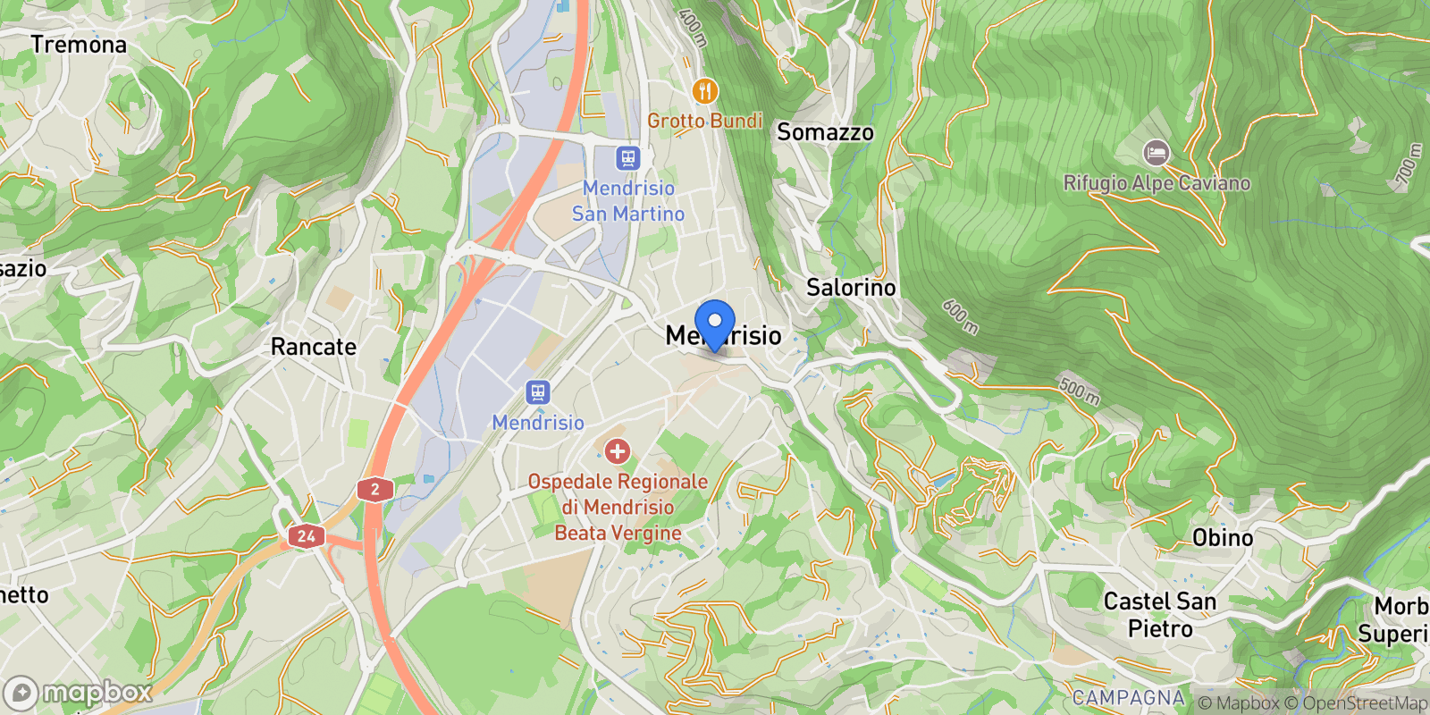 Map showing Via Lavizzari, Mendrisio, Ticino, Switzerland.