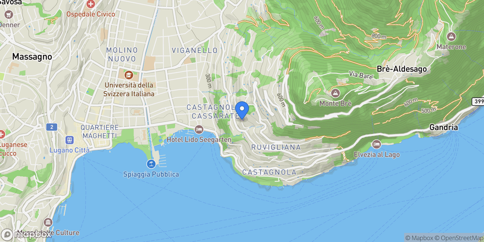 Map showing Via Noseda, Lugano, Ticino, Switzerland.