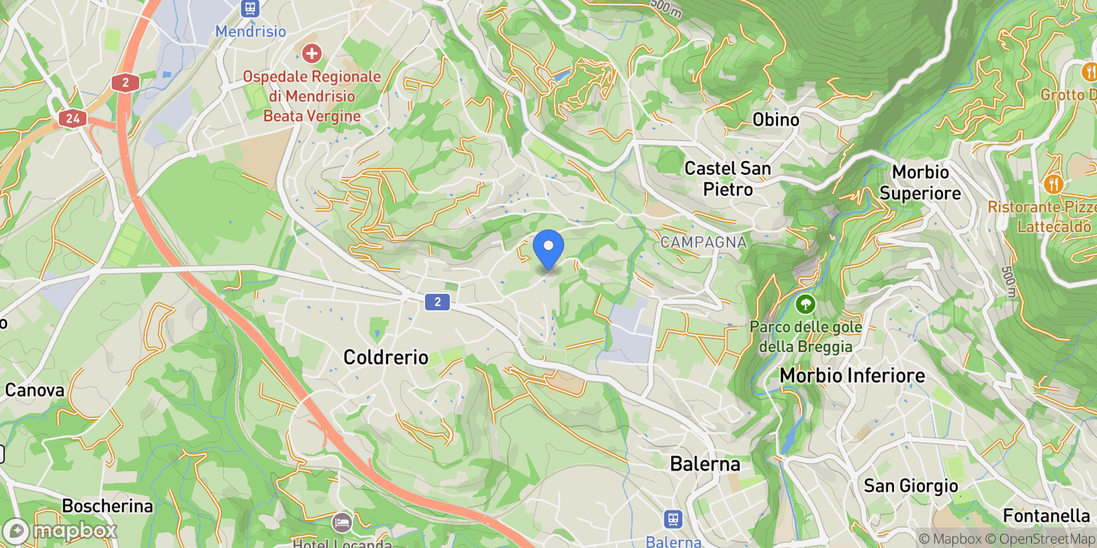 Map showing Via Tognano, Coldrerio, Ticino, Switzerland.