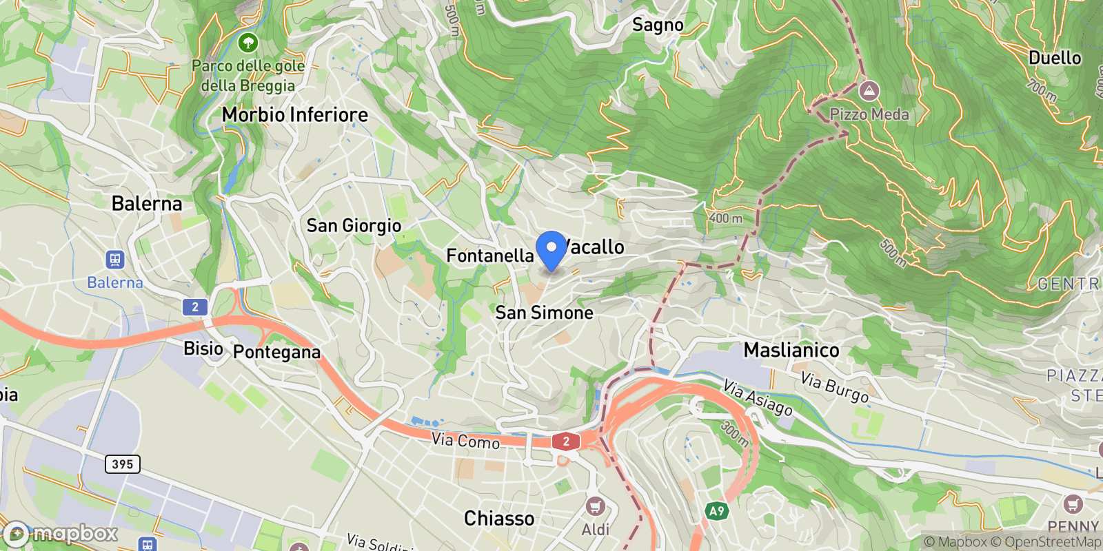 Map showing Via Stefano Franscini, Vacallo, Ticino, Switzerland.