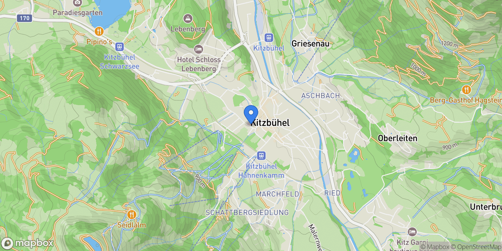 Map showing Franz Reisch Strasse, Kitzbuhel, Tyrol, Austria.