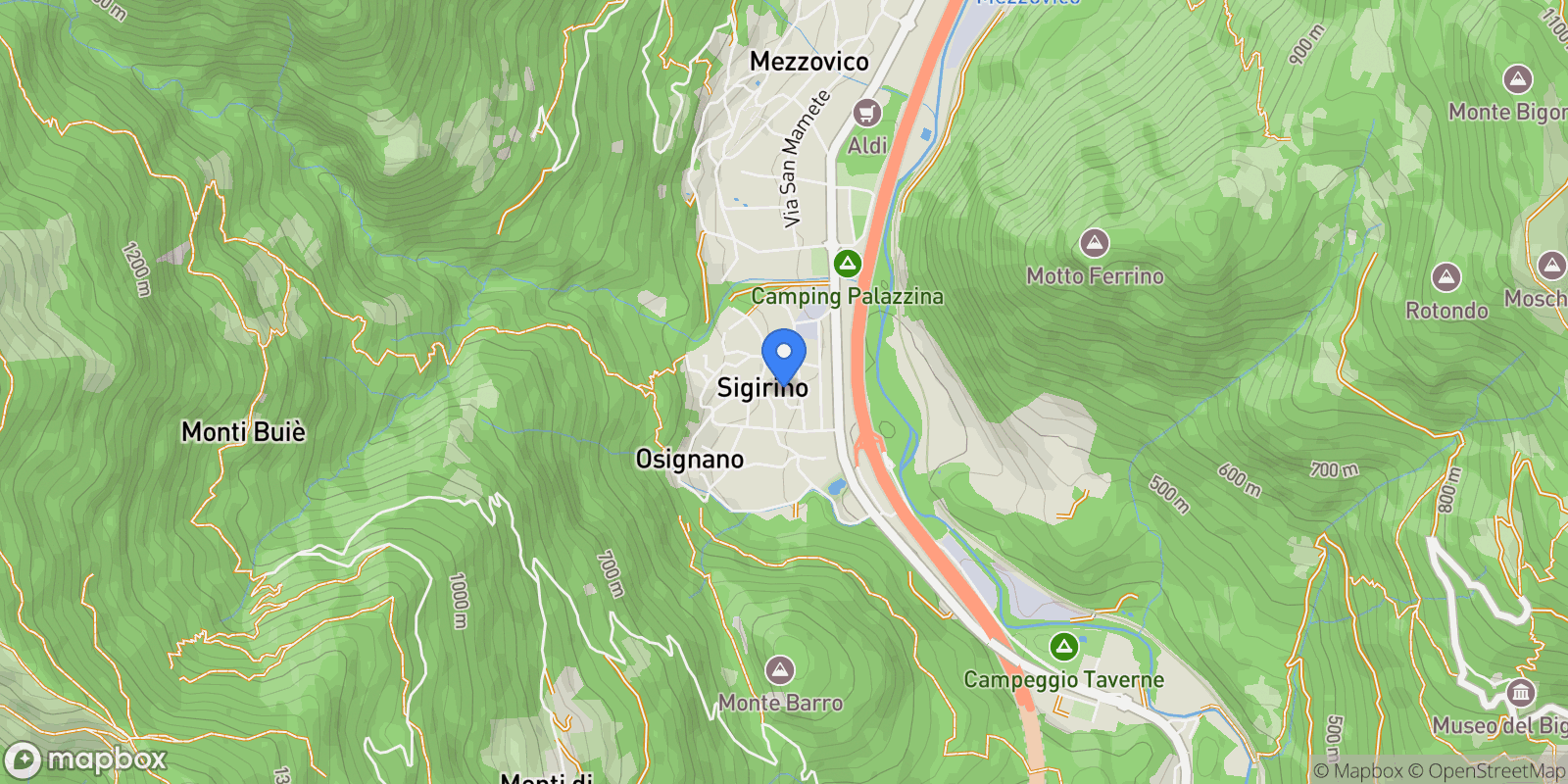 Map showing Via Roncaccio, Sigirino, Ticino, Switzerland.