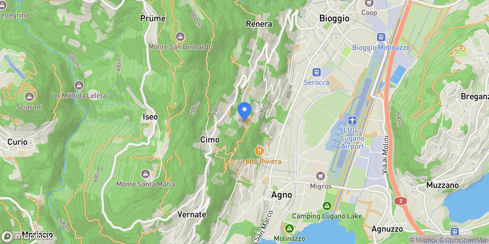 Map showing via Righetto, Bioggio, Ticino, Switzerland.