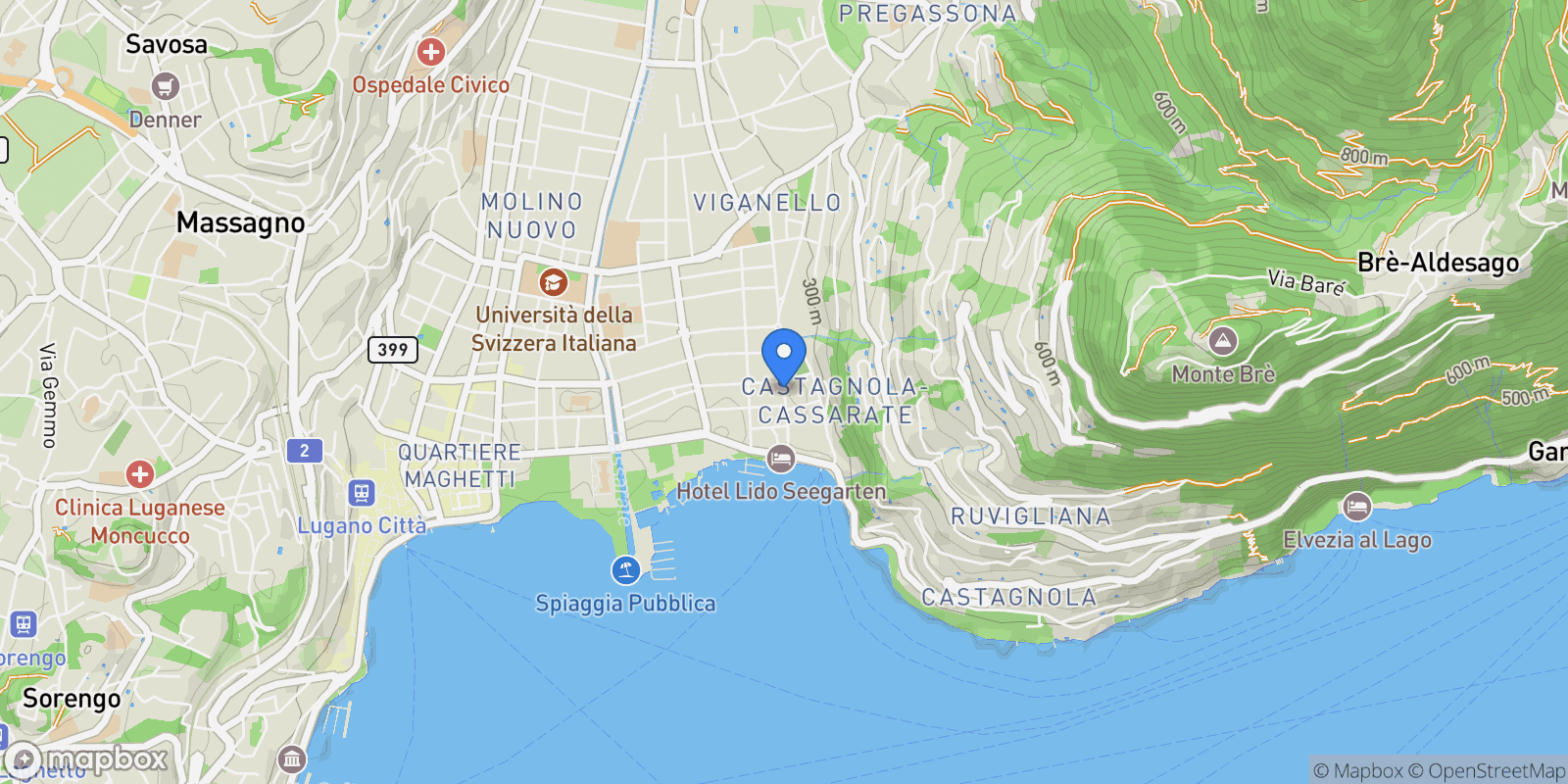 Map showing via Vicari, Lugano, Ticino, Switzerland.