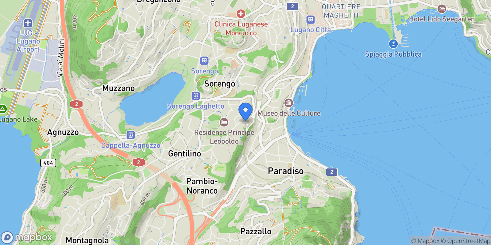 Map showing via collina d'oro, Lugano, Ticino, Switzerland.