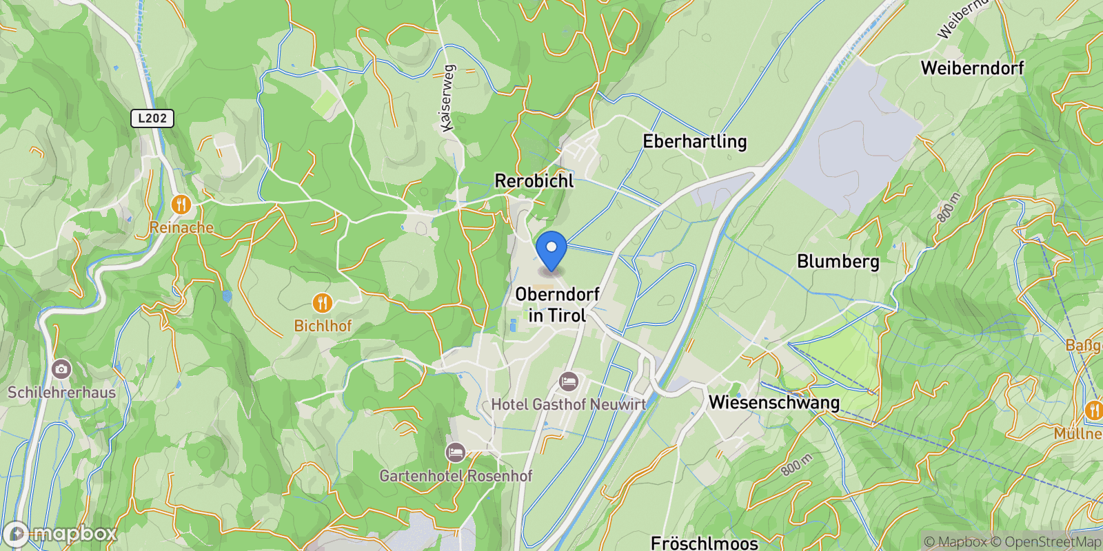 Map showing Rerobichlstraße, Oberndorf in Tirol, Tyrol, Austria.