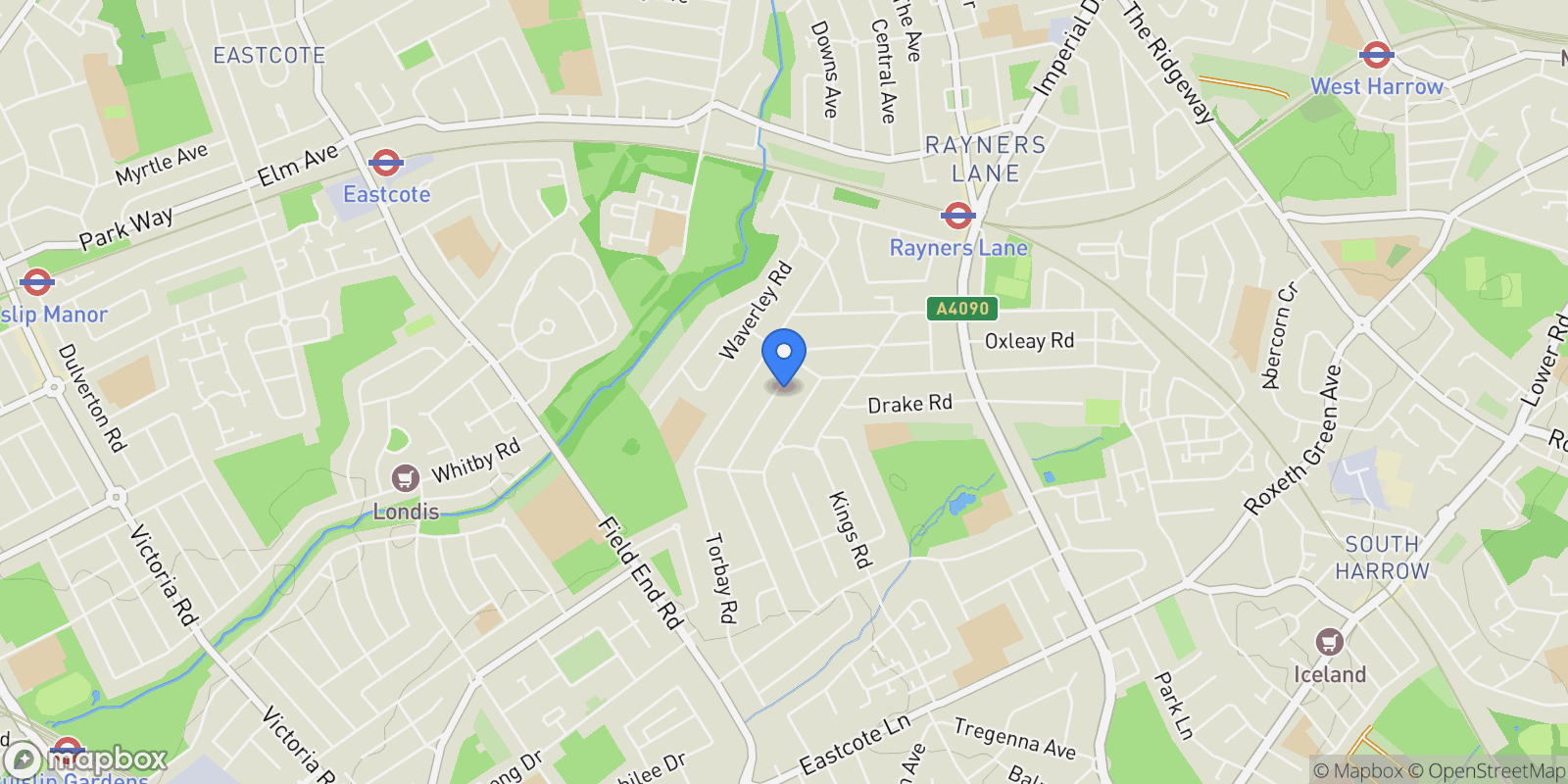 Map showing Exeter Road, Harrow, United Kingdom.