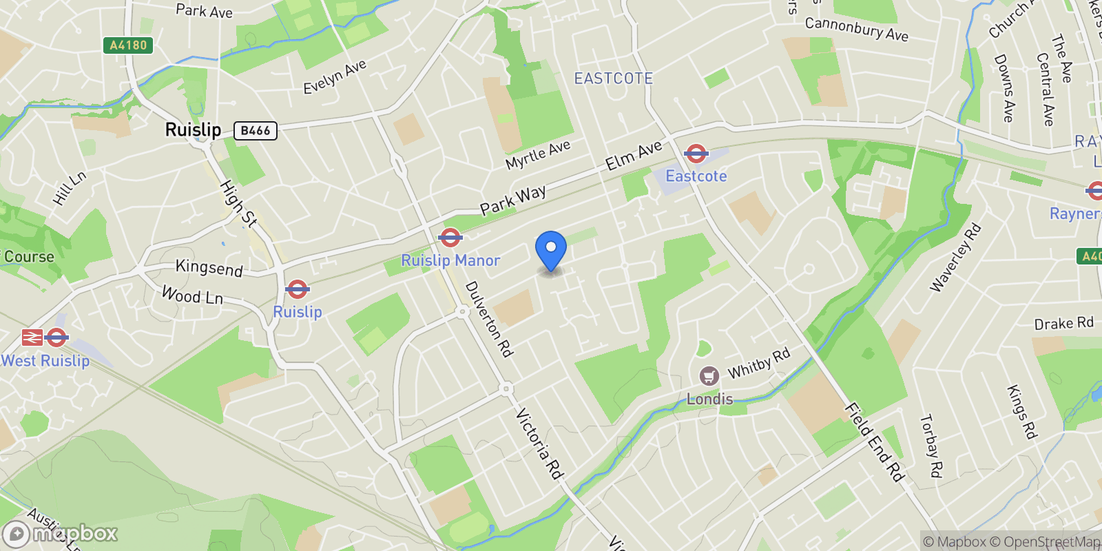 Map showing Wilder Close, Ruislip, Middlesex, Ruislip, England, United Kingdom.