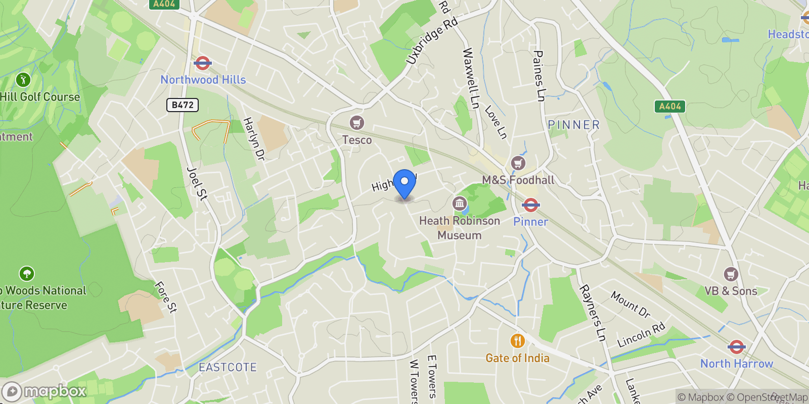 Map showing North Way, Pinner, Pinner, England, United Kingdom.