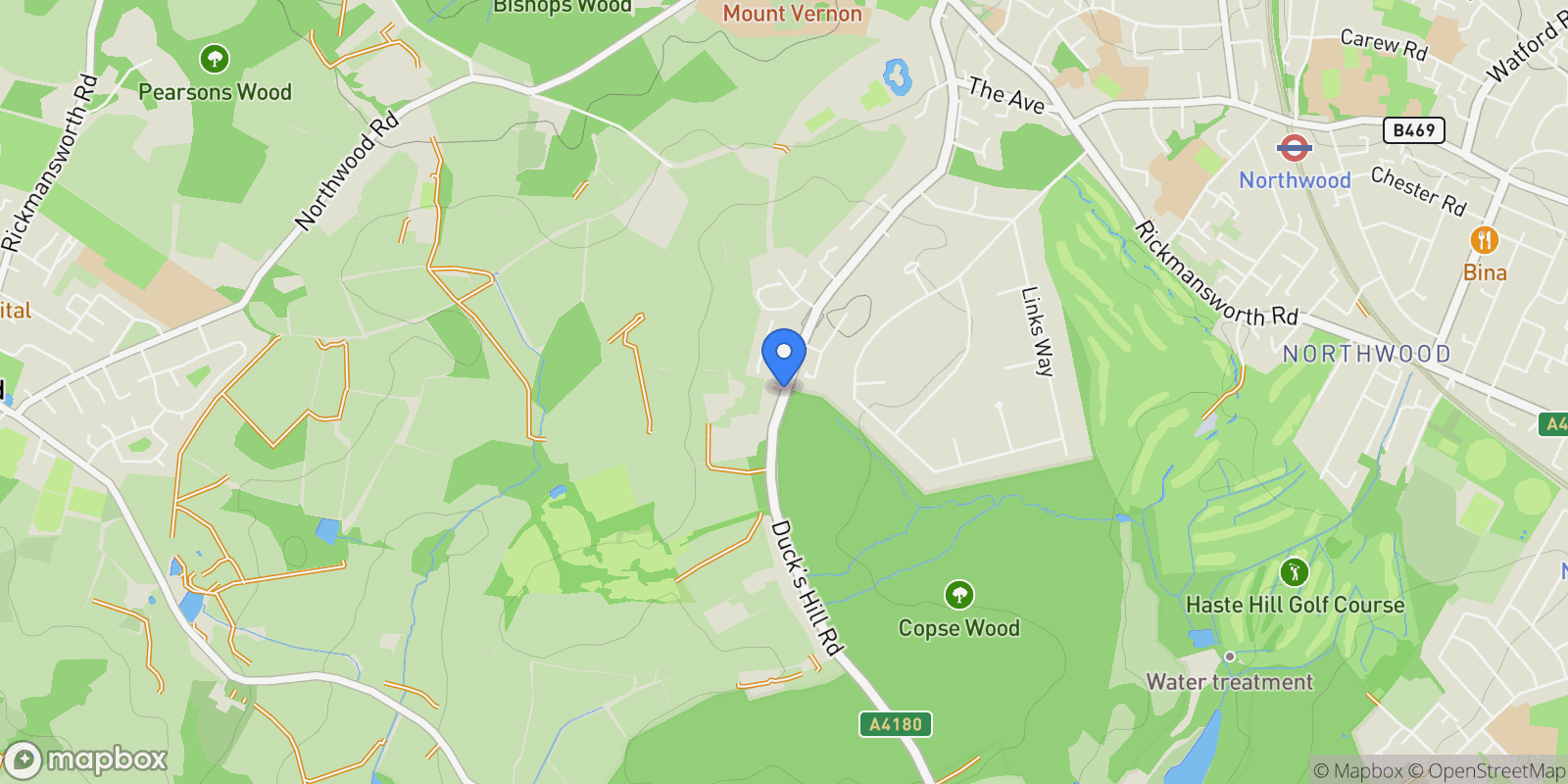 Map showing Ducks Hill Road, Northwood, Northwood, England, United Kingdom.