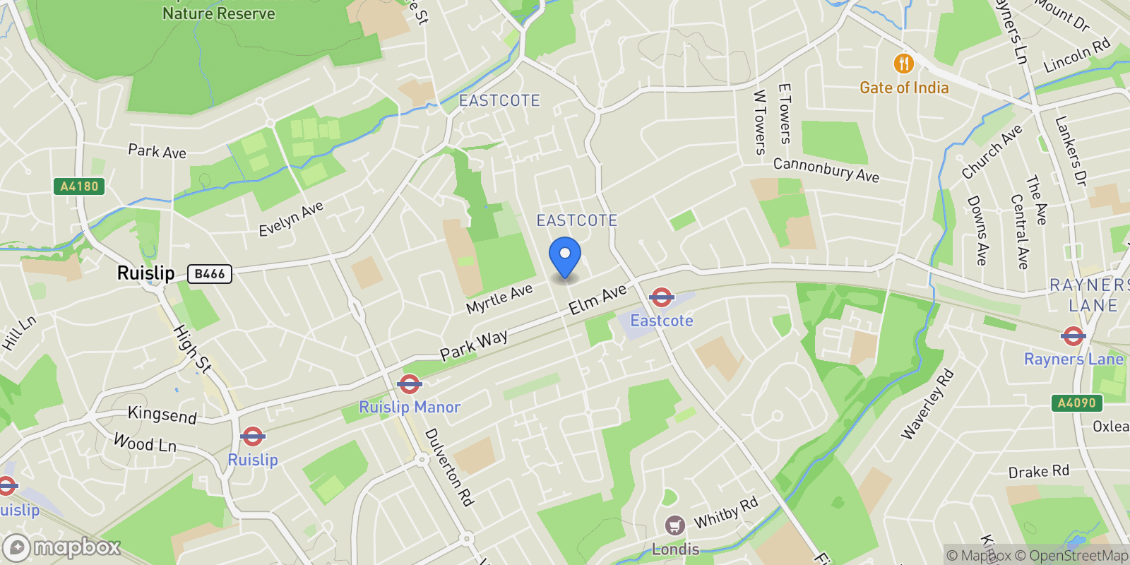 Map showing Morford Close, Ruislip, Ruislip, England, United Kingdom.