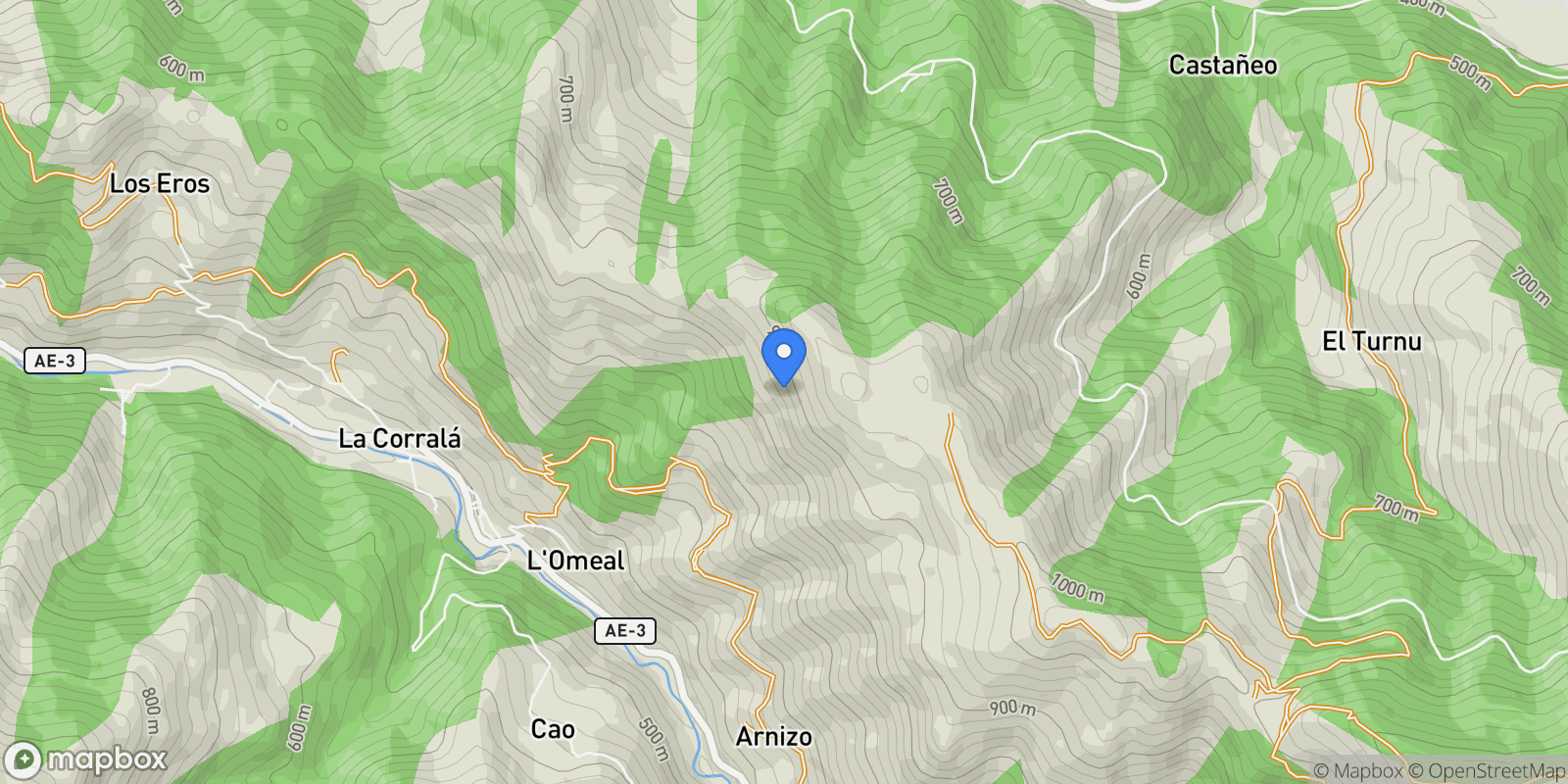 Map showing Aller, Asturias, Spain, Aller, Asturias, Spain.
