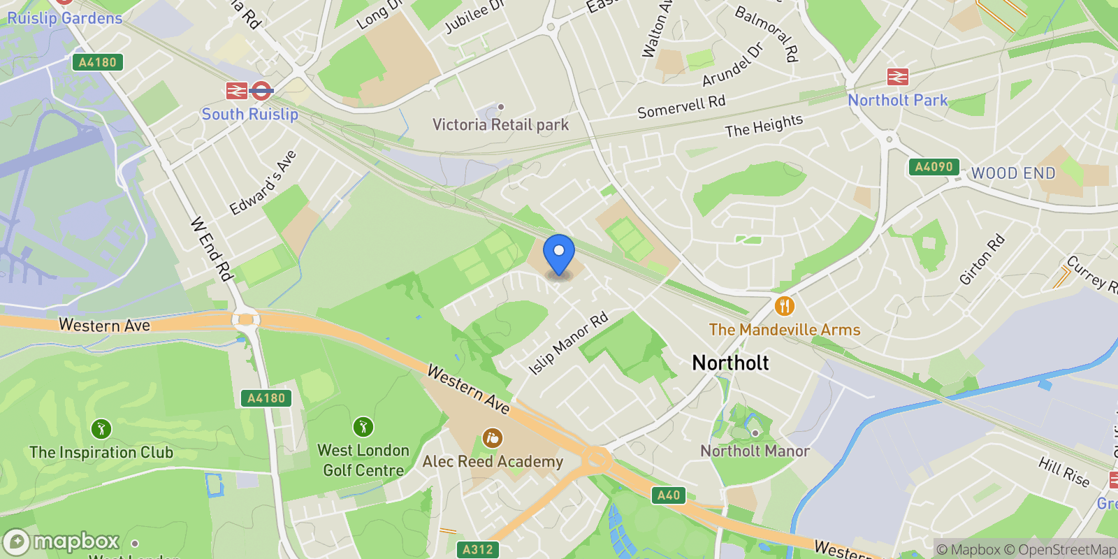 Map showing Owen Close, Northolt, Northolt, England, United Kingdom.