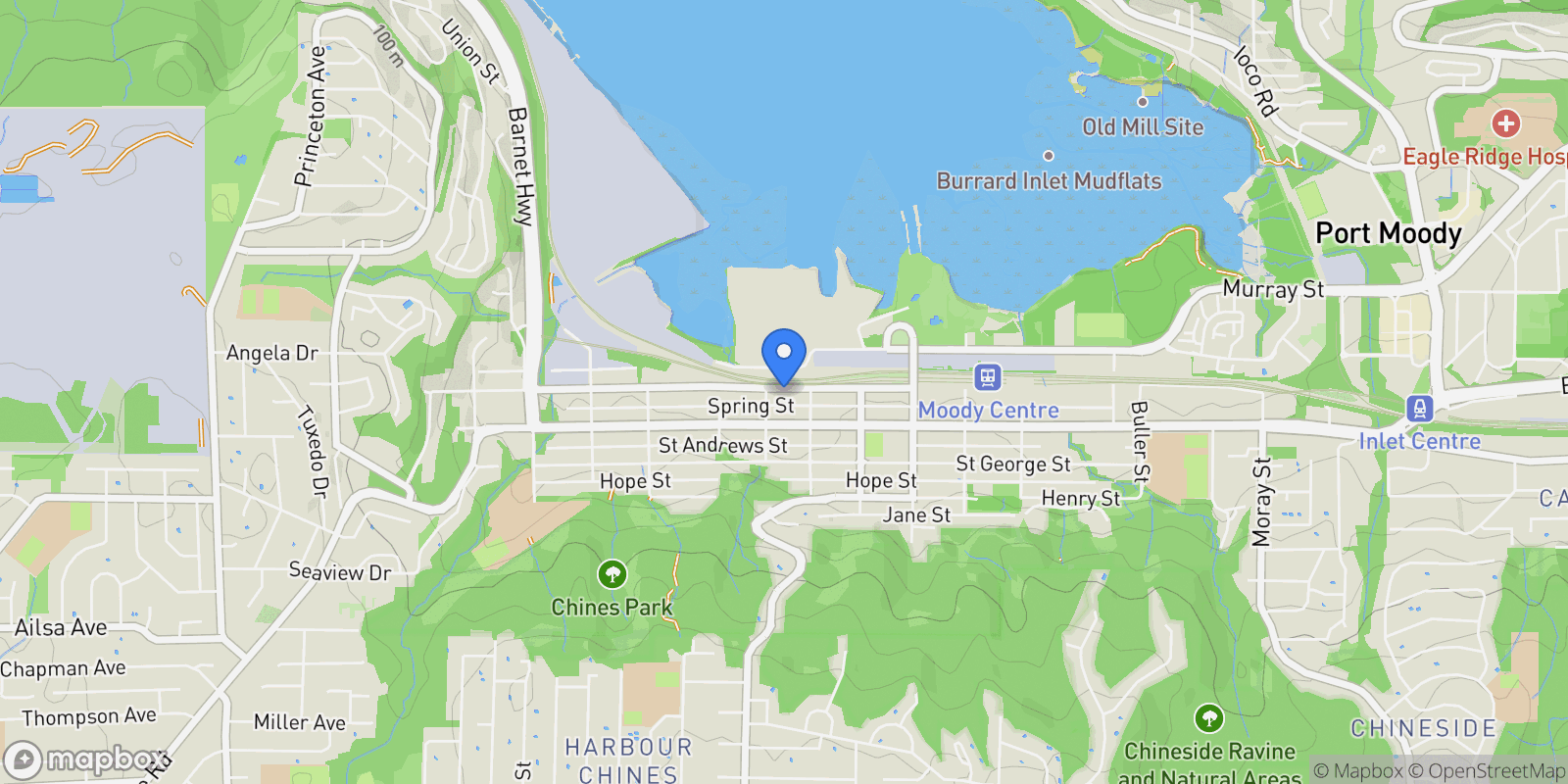 Map showing 2525 Clarke Street  412, Port Moody, BC V3H 0J3, Port Moody, British Columbia, Canada.