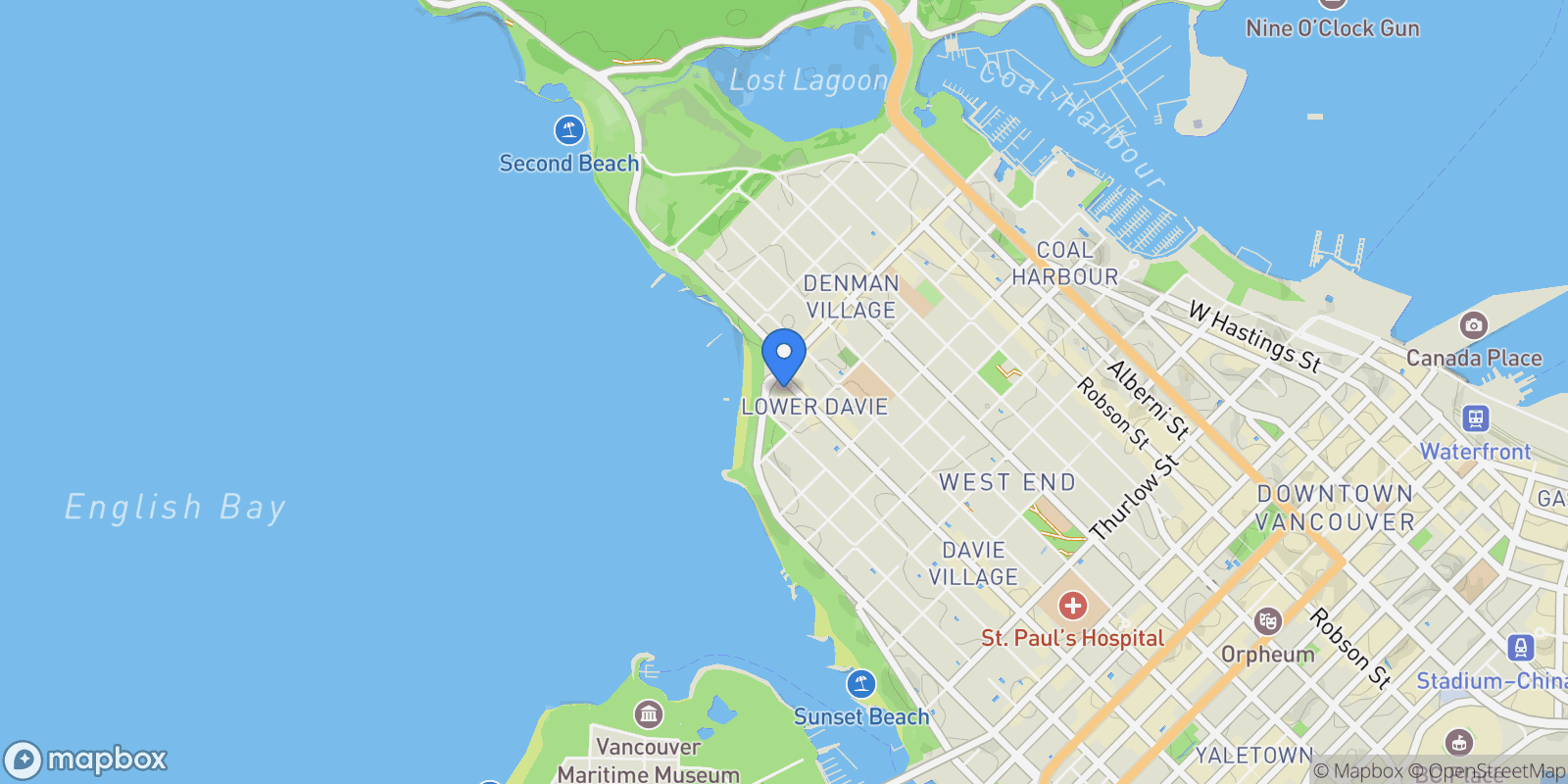 Map showing 404-1762 Davie Street, Vancouver, BC, Vancouver, BC V6G 1W2, Vancouver, British Columbia, Canada.
