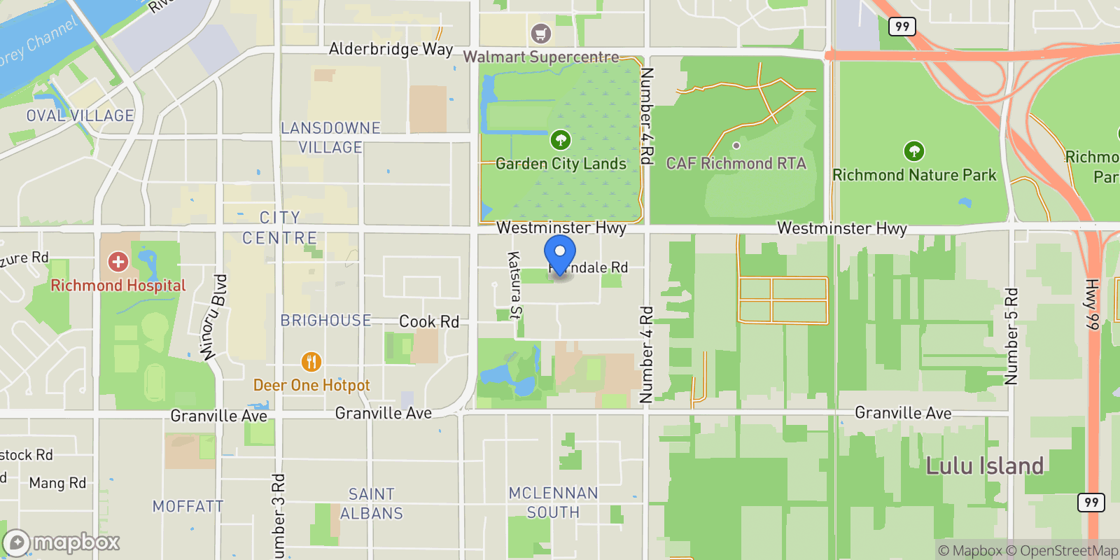 Map showing 7-9420 Ferndale Rd, Richmond, BC V6Y 0A7, Richmond, British Columbia, Canada.