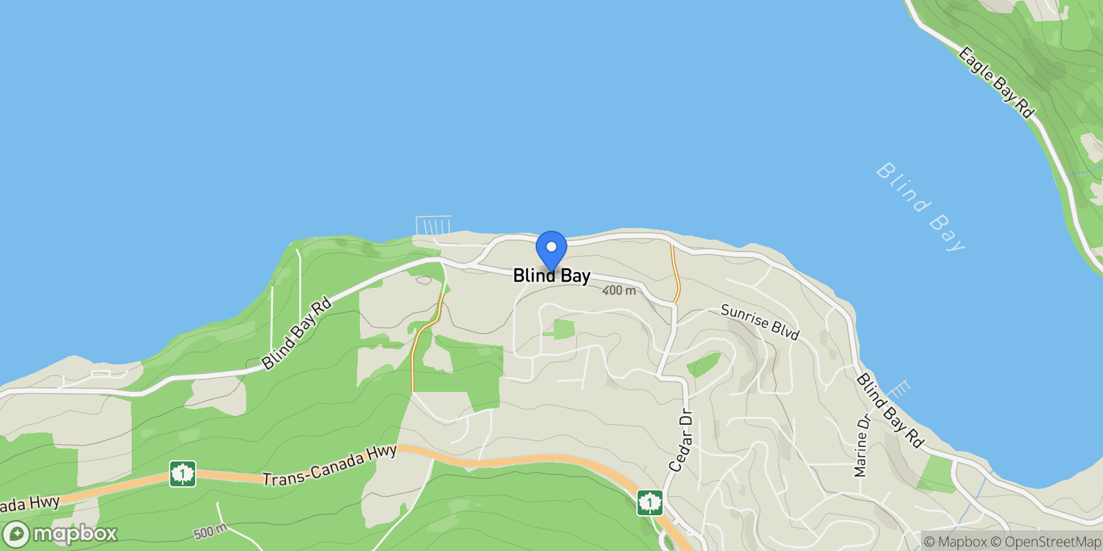 Map showing 2886 Marine Drive, Blind Bay, BC V0E 1H1, Blind Bay, British Columbia, Canada.