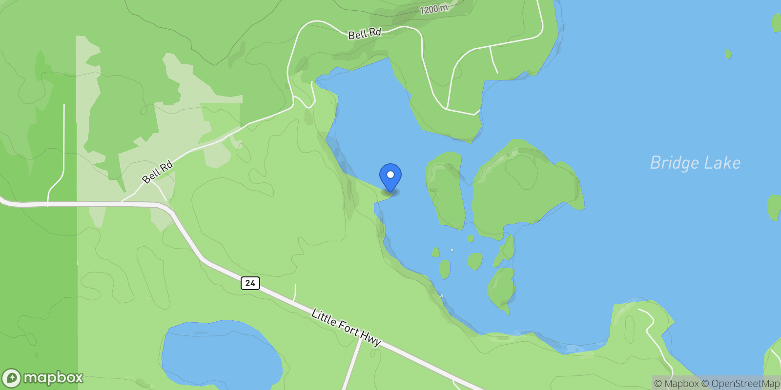 Map showing DL 4274 Bell Road, Bridge Lake, BC V0K 1X2, Bridge Lake, British Columbia, Canada.