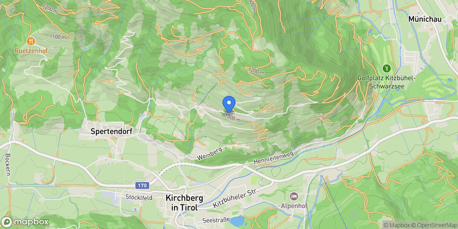Map showing Vorderer Sonnberg, Kirchberg in Tirol, Tyrol, Austria.