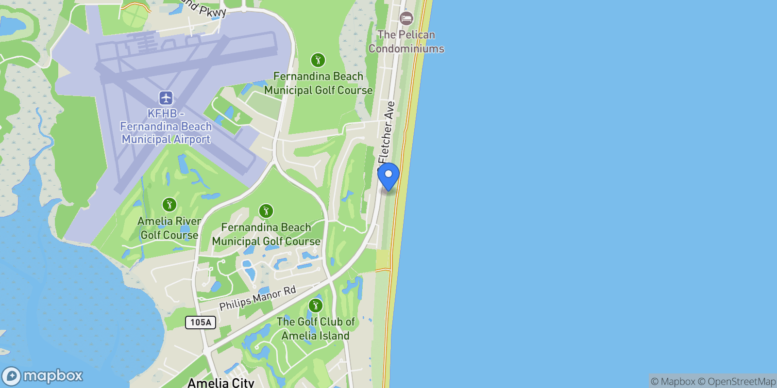 Map showing 4330 S Fletcher Avenue , Amelia Island, FL 32034, Fernandina Beach, Florida, United States.