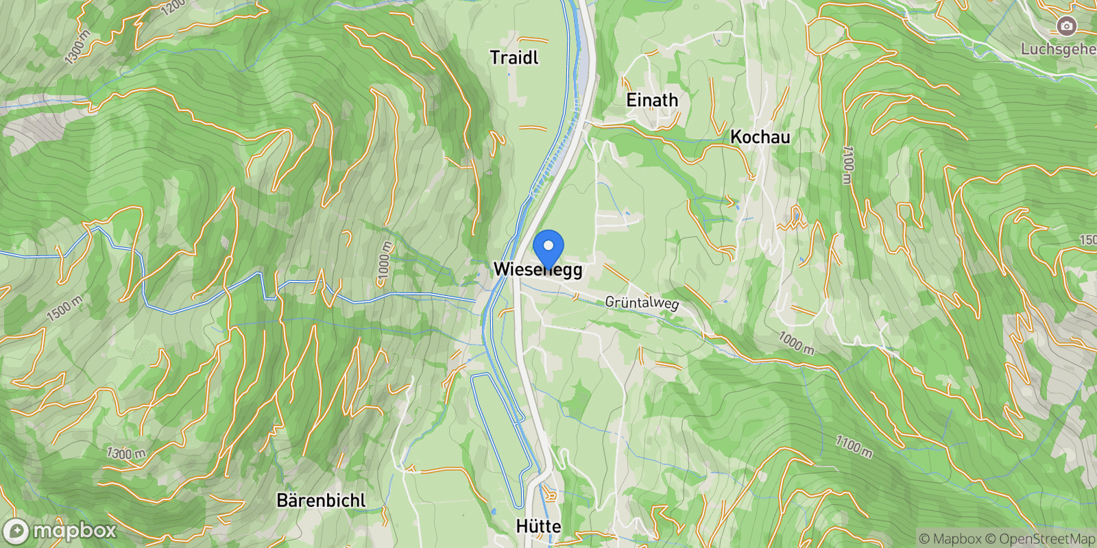 Map showing Wieseneggweg, Aurach bei Kitzbühel, Tyrol, Austria.