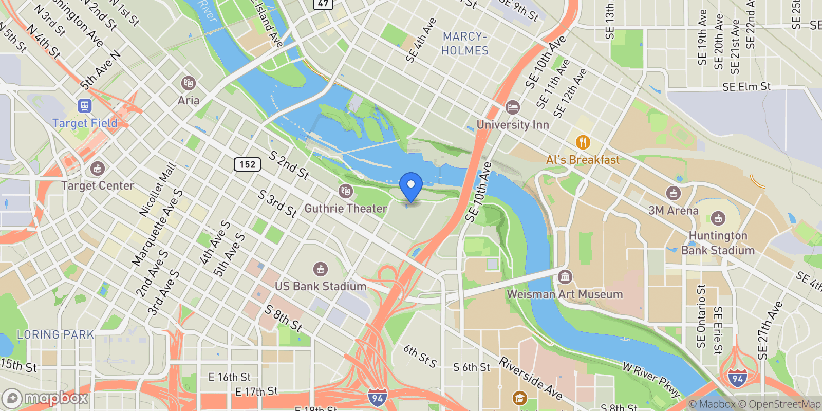 Map showing 1111 West River Parkway #33A , Minneapolis, MN 55415, Minneapolis, Minnesota, United States.
