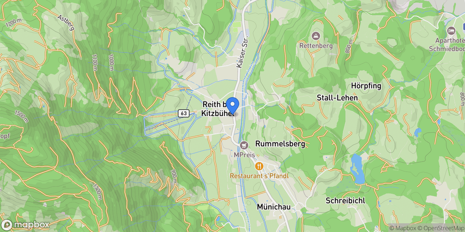 Map showing Kitzbüheler Strasse, Reith bei Kitzbühel, Tyrol, Austria.