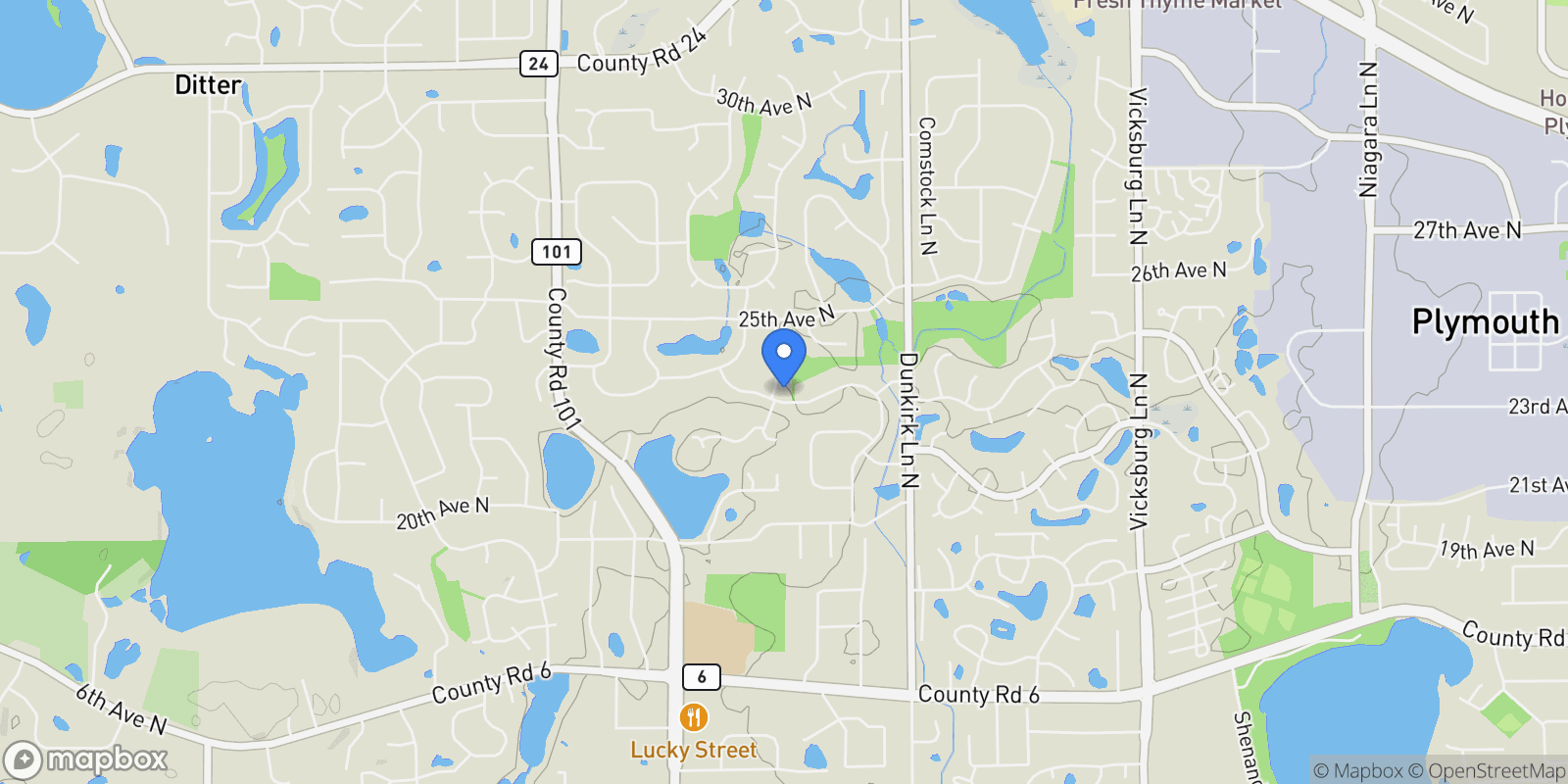 Map showing 17110 24th Avenue North , Plymouth, MN 55447, Plymouth, Minnesota, United States.