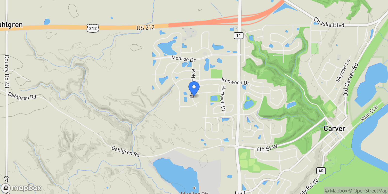 Map showing 1437 Copper Hills Drive , Carver, MN 55315, Chaska, Minnesota, United States.