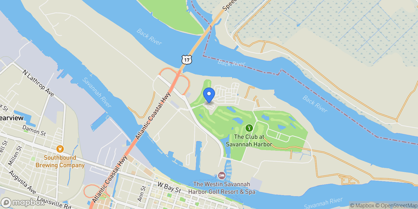 Map showing 404 Legends Court, Savannah, GA 31401, Savannah, Georgia, United States.
