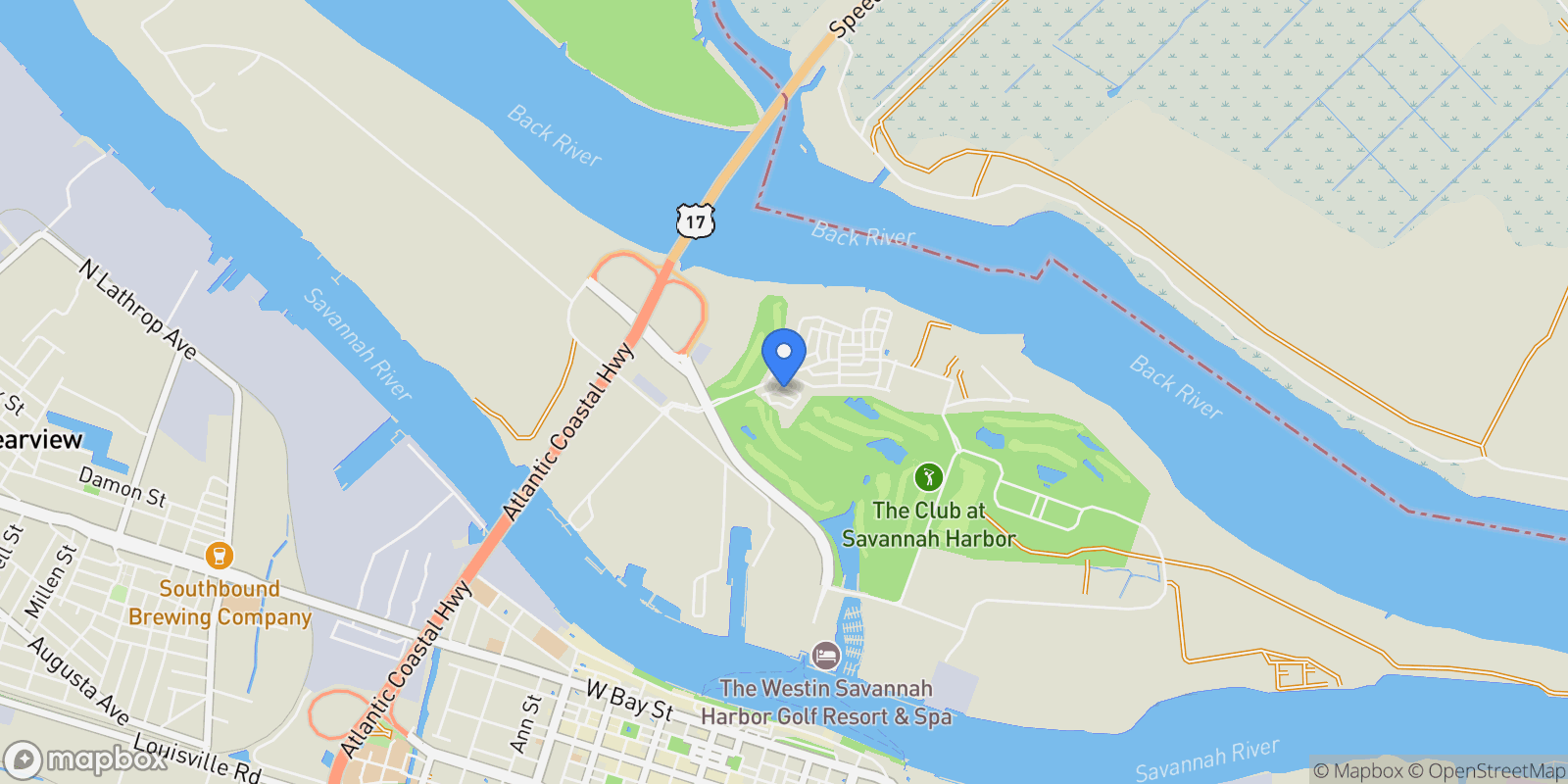 Map showing 412 Legends Court, Savannah, GA 31401, Savannah, Georgia, United States.