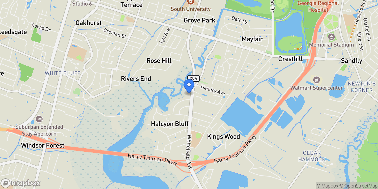 Map showing 8815 Whitefield Avenue, Savannah, GA 31406, Savannah, Georgia, United States.