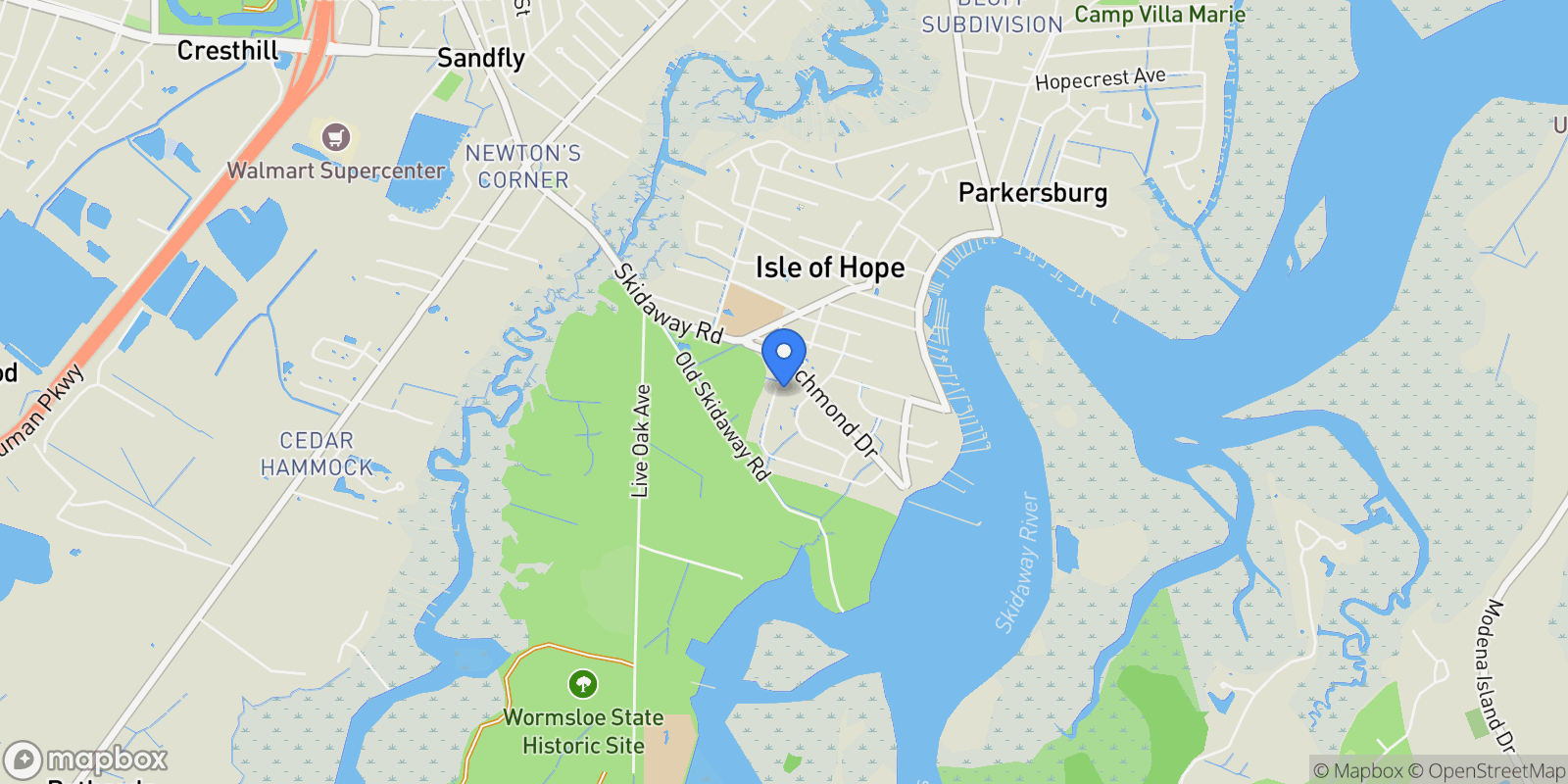 Map showing 9 Colonel Estill Avenue, Savannah, GA 31406, Savannah, Georgia, United States.