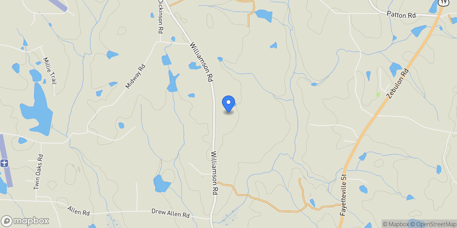 Map showing 2186 Williamson Zebulon Road, Williamson, GA 30292, Williamson, Georgia, United States.