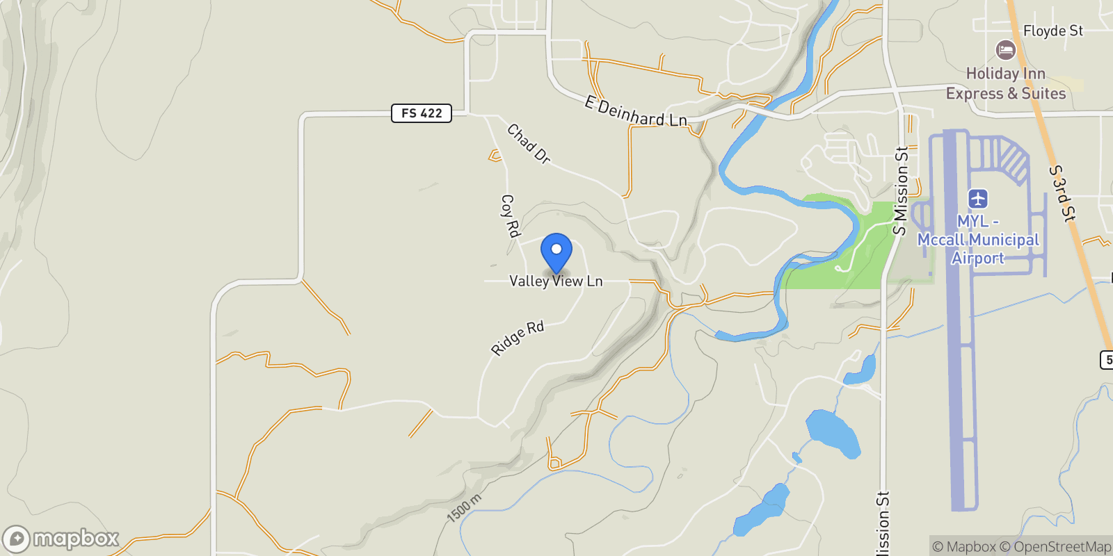 Map showing 955 Valley View Lane, McCall, Idaho, United States.