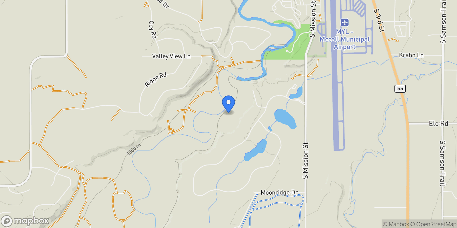 Map showing 64 River Run Court, McCall, Idaho, United States.