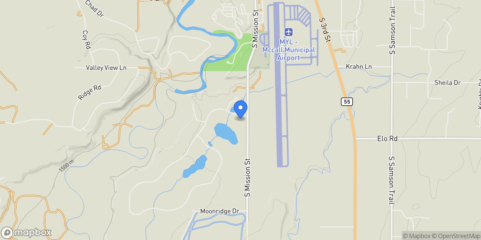 Map showing 105 River Ranch Road 24, McCall, Idaho, United States.