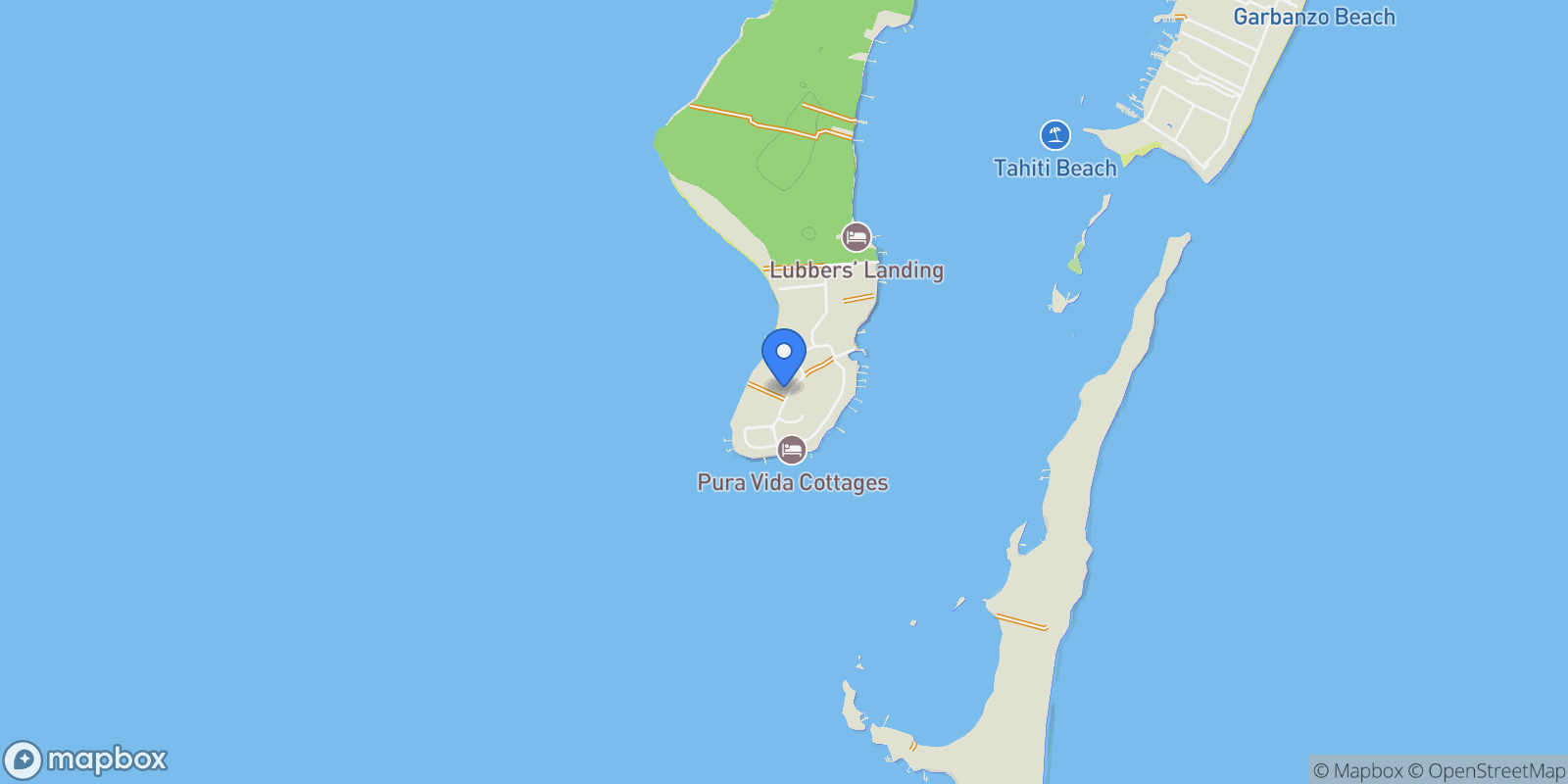 Map showing Gone Bananas , Lubbers Quarters, HT, Elbow Cay, The Bahamas.