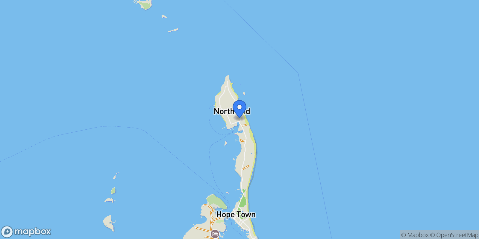 Map showing Simplicity, Lot M , Hope Town, Elbow Cay, Central Abaco, The Bahamas.