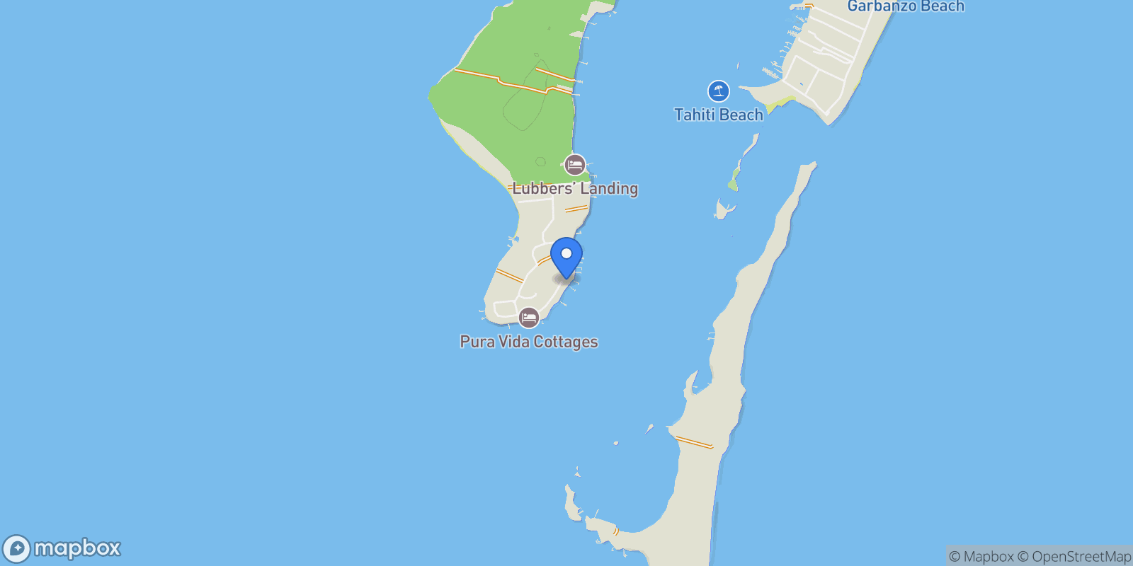 Map showing Lubbers Leap , Lubbers Quarters, HT, Elbow Cay, Central Abaco, The Bahamas.