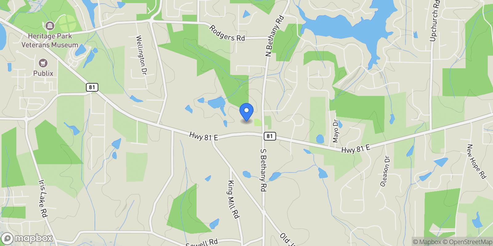 Map showing 1891 HIGHWAY 81 E, Locust Grove, Georgia, United States.